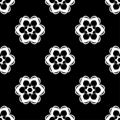 Black and white floral seamless pattern