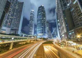 Fototapeta na wymiar traffic in central district of Hong Kong city at night