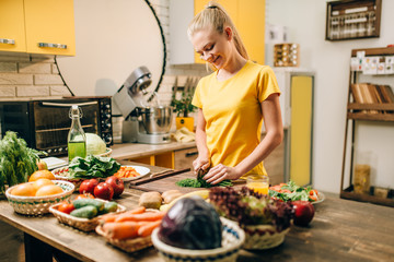 Housewife cooking, organic food preparation