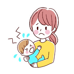 赤ちゃんと母親のイラスト