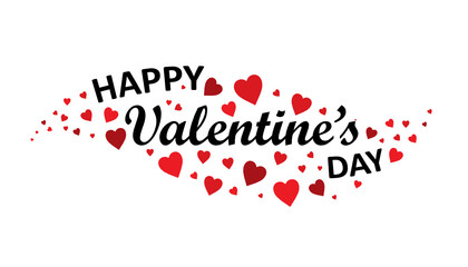 HAPPY VALENTINE’S DAY Banner with red hearts 