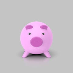 Isolated Pink Piggybank on a Light Reflective Surface