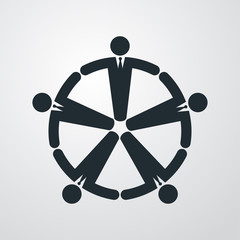 Icono plano hombres en corro en fondo degradado