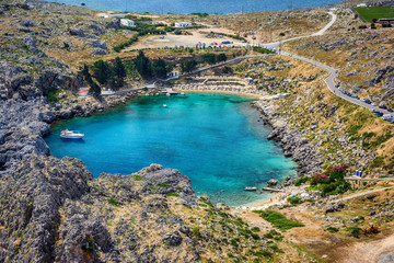 Picturesquare view from the Acropolis, Lindos, Greece
