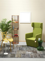 decorative home style frame chair and modern home with plants