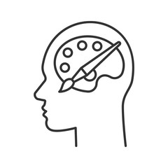 Human head with palette and brush linear icon