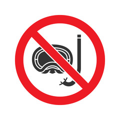Forbidden sign with aqualung glyph icon