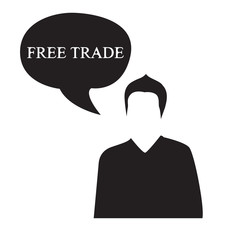 A silhouette of a man says. Business illustration with the inscription:free trade