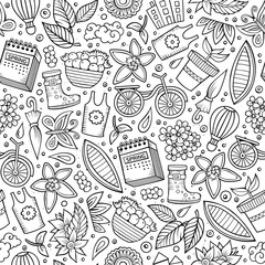 Cartoon cute hand drawn Spring season seamless pattern