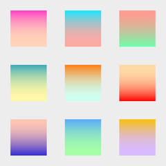 Fototapeta premium Set of squares blurred gradient nature colorful modern abstract backgrounds. Colorful fluid covers for calendar, brochure, invitation, cards. Trendy soft color. Collection for screens and mobile app.