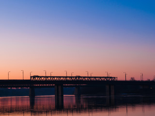 Fototapeta na wymiar Car bridge and railway bridge