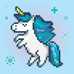 icon of the magic unicorn, pixel art