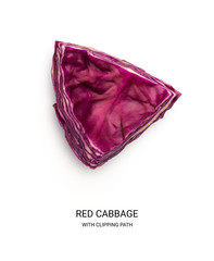 Cut of Red Cabbage with Clipping Path