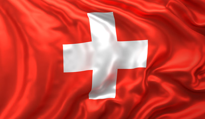 Fototapeta premium Swiss flag waving in the wind