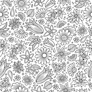 Cartoon cute hand drawn Spring season seamless pattern