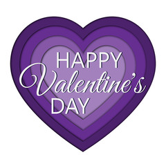 Valentine's Day Lettering on paper cut heart greeting card. Template for greeting card, invitation and various design products. Vector illustration.