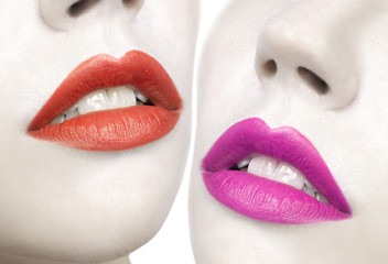 orange and pink lips close-up