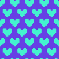 Abstract seamless heart pattern for girls, boys, clothes. Creative vector background with heart, geometric figures. Funny neon heart wallpaper for textile and fabric. Fashion pattern style for kids