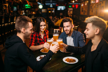 Group of friends having fun in a sport bar