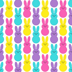 Cotton fabric Cute Easter seamless pattern design with funny cartoon characters of bunnies