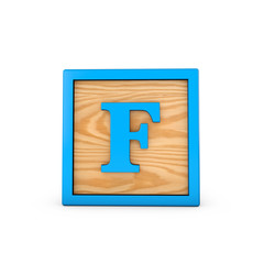 Letter F wodden childrens toy alphabet block. 3D Rendering