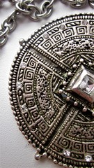 Aztec silver jewelry Round stone