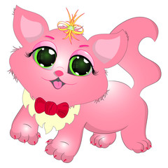 cute pink kitten vector 