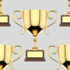 Seamlessly Tiling Background of Gold Trophys