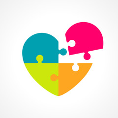 coeur puzzle coloré