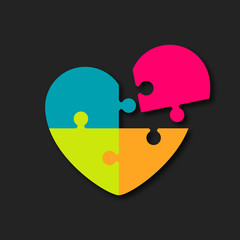 coeur puzzle coloré