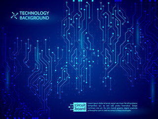 High-tech technology background texture. Blue circuit board vector illustration.