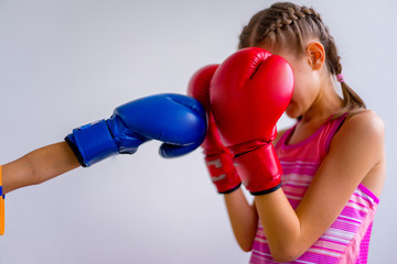 Teen girl boxing