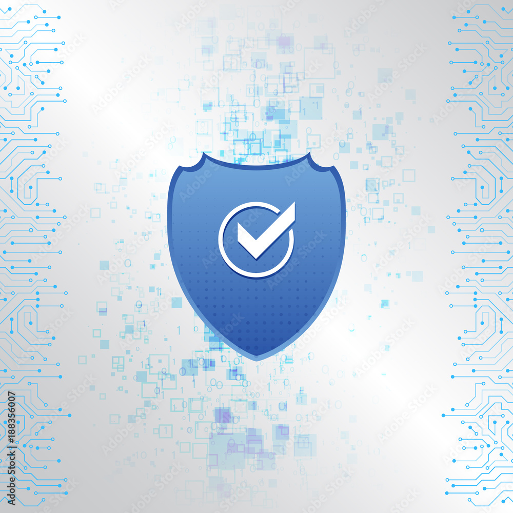 Aufkleber Security shield concept. Internet security. Abstract high tech circuit board. Vector illustration digital protection.