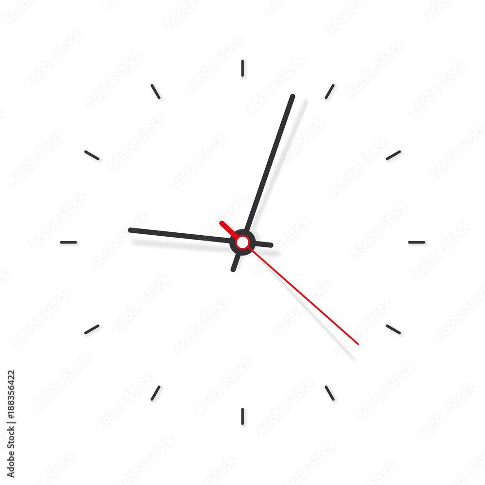 Poster clock icon minimalistic in flat style. timer on white background. business watch. vector design elem