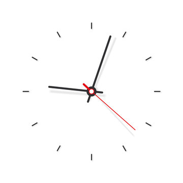 Clock icon minimalistic in flat style. Timer on white background. Business watch. Vector design element for you project