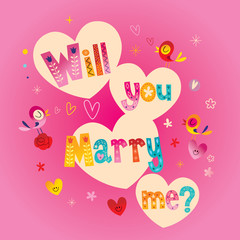 Will you Marry me typography lettering text wedding design