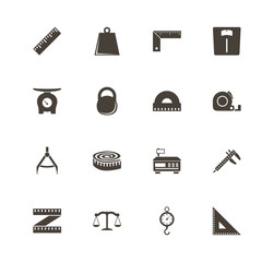 Scales Rulers icons. Perfect black pictogram on white background. Flat simple vector icon.