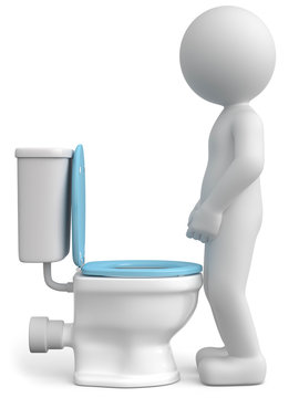 weisses 3d M&auml;nnchen auf der Toilette