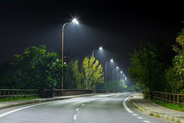 night urban road at night wit modern LED street lights © Milan Noga reco