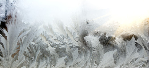 abstract image of winter frost on the window close up