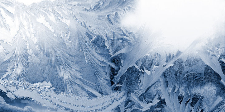 abstract image of winter frost on the window closeup