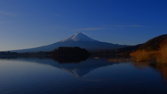 Mt. Fuji in blue sky from Lake"Kawaguchi"Japan01/16/2018