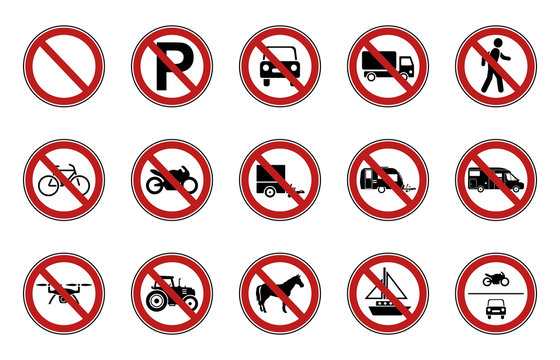 15 Verbots- & Warnschilder - Stra&szlig;enverkehr (Rot)