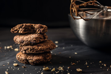 healthy cranberries and  chocolate cookies - obrazy, fototapety, plakaty