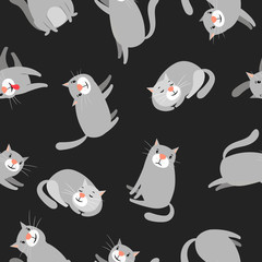 Cats pattern on dark background