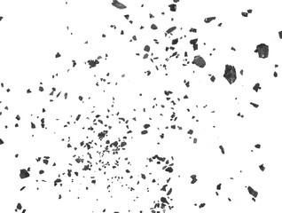 Pile black coal isolated on white background, top view