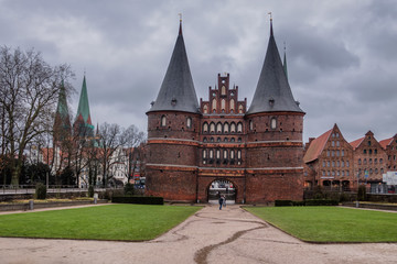 Fototapeta na wymiar Holsteintor old city wall in Lübeck