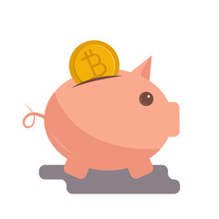 Bitcoin in piggy bank