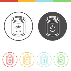 Canned vegetables vector icons in thin line style