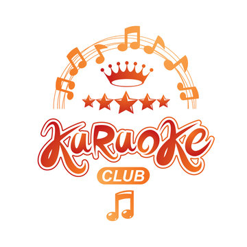 Karaoke club vector background composed with circular musical notes sheet. Can be used as nightlife entertainment concept for advertising poster.